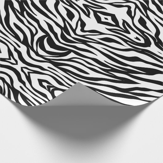 シックな白黒ゼブラプリントサファリ誕生日パーティー ラッピングペーパー (角)