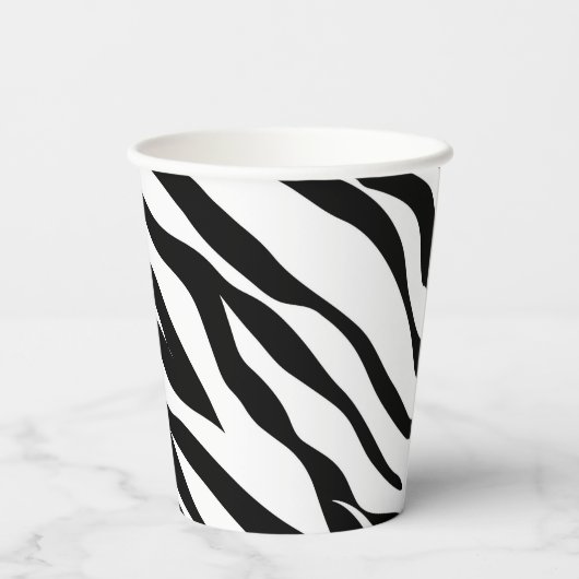 シックな白黒ゼブラプリントサファリ誕生日パーティー 紙コップ (裏面)