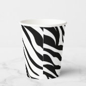 シックな白黒ゼブラプリントサファリ誕生日パーティー 紙コップ (右)