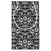 シックな白黒ダマスク スモールペーパーバッグ (裏面)