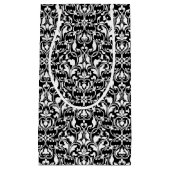 シックな白黒ダマスク スモールペーパーバッグ (正面)