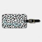 シックな白黒チータのプリントのモノグラム ラゲッジタグ (正面横)