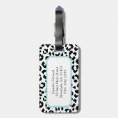 シックな白黒チータのプリントのモノグラム ラゲッジタグ (裏面縦)