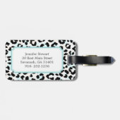 シックな白黒チータのプリントのモノグラム ラゲッジタグ (裏面横)