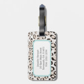 シックな白黒チータのプリントのモノグラム ラゲッジタグ (裏面縦)