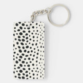 シックな白黒チータープリントパターンモノグラム キーホルダー (裏面)