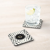 シックな白黒チータープリントパターンモノグラム コースター (右側)