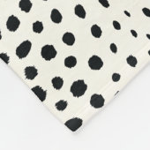 シックな白黒チータープリントパターンモノグラム フリースブランケット (角)