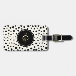 シックな白黒チータープリントパターンモノグラム ラゲッジタグ