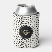 シックな白黒チータープリントパターンモノグラム 缶クーラー (缶正面)
