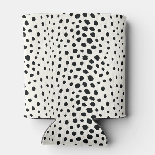 シックな白黒チータープリントパターンモノグラム 缶クーラー (裏面)