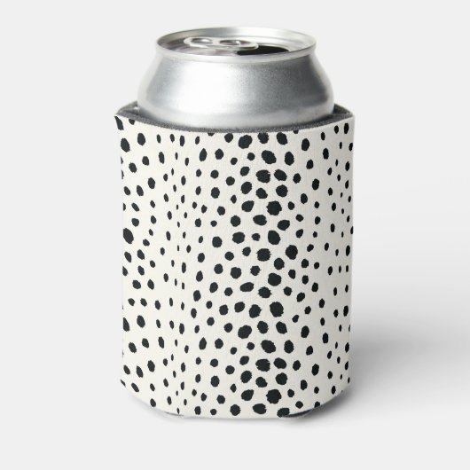 シックな白黒チータープリントパターンモノグラム 缶クーラー (缶裏面)