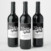 シックな白黒テーマパーティー ワインラベル (ボトル)