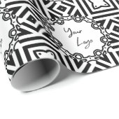 シックな白黒パターカスタムンのビジネスロゴ ラッピングペーパー (ロールコーナー)