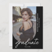 シックな白黒フォトコラージュ卒業 招待状 (正面)