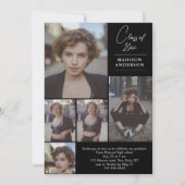 シックな白黒フォトコラージュ卒業 招待状 (裏面)