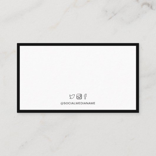 シックな白黒フレームビジネスロゴQRコード 名刺 (裏面)