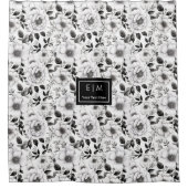 シックな白黒フローラシャワーカーテンギフト シャワーカーテン (正面)