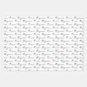 シックな白黒ボンジュール ラッピングペーパーシート (正面3)