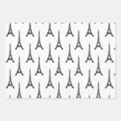 シックな白黒ボンジュール ラッピングペーパーシート (正面)