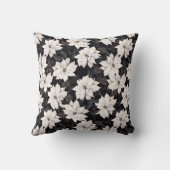 シックな白黒ポインセチア クッション (裏面)