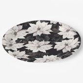 シックな白黒ポインセチア ペーパープレート (アングル)
