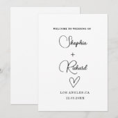 シックな白黒ミニマル結婚リスト 招待状 (正面/裏面)