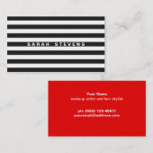 シックな白黒メイクストライプのアモダン・アーティスト 名刺 (正面/裏面)