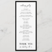 シックな白黒モダン結婚の プログラム (裏面)