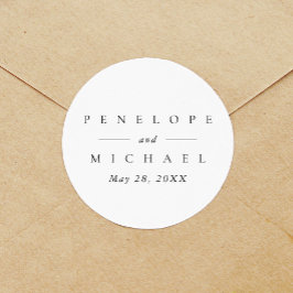 シックな白黒モノグラパーソナライズされたム結婚ズ ラウンドシール