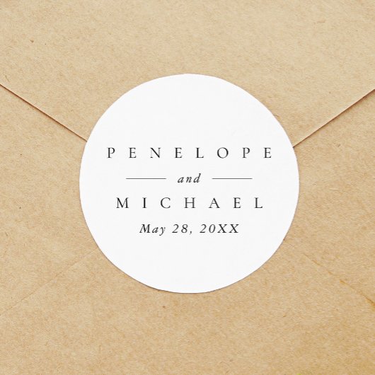 シックな白黒モノグラパーソナライズされたム結婚ズ ラウンドシール