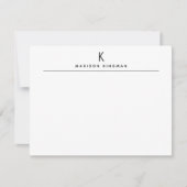 シックな白黒モノグラムモダンイニシャル名 ノートカード (正面)