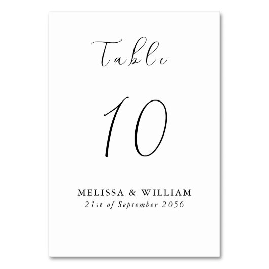 シックな白黒モノグラム結婚ズ テーブルナンバー (正面)
