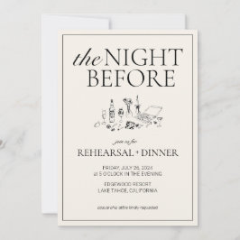 シックな白黒リハーサルディナー招待状 招待状