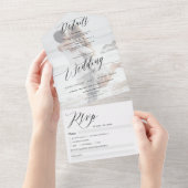 シックな白黒写真結婚書道 オールインワン招待状 (貼ってはがせる)