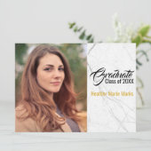 シックな白黒大理石金ゴールド写真卒業 招待状 (スタンド正面)