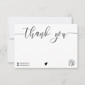 シックな白黒感謝していは、ロゴのqrコードをスクリプトする サンキューカード (正面)