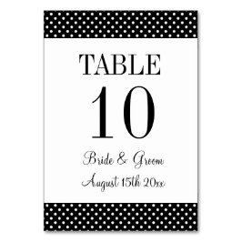 シックな白黒水玉模様結婚ズ テーブルナンバー