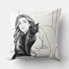 シックな白黒猫好きアクセント枕S用 クッション