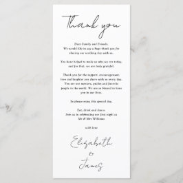 シックな白黒結婚の感謝座席表 メニュー