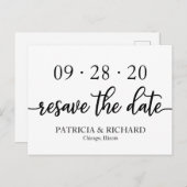 シックな白黒結婚の日付の再保存 ポストカード (正面/裏面)