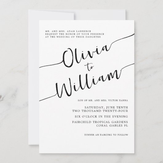 シックな白黒結婚式招待状 招待状 (正面)