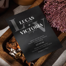 シックな白黒結婚式招待状