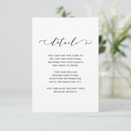 シックな白黒結婚詳細 エンクロージャーカード (スタンド正面)