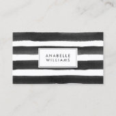 シックな白黒絵を描ストライプ 名刺 (正面)