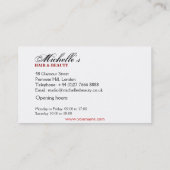 シックな白黒美しいサロングラマラーガール 名刺 (裏面)