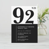 シックな白黒92歳の誕生日 招待状 (スタンド正面)