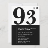 シックな白黒93歳の誕生日 招待状 (正面)