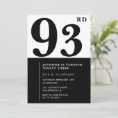 シックな白黒93歳の誕生日 招待状 (スタンド正面)