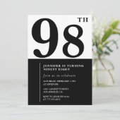 シックな白黒98歳の誕生日 招待状 (スタンド正面)